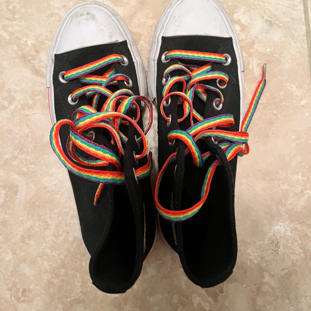 Converse All Star Platform Chuck Taylor Pride Rainbow EUC W6/M4.5 Sneakers Shoes